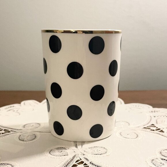 KATE SPADE, New York, Black Polka-Dot Cup/Container, Lenox Porcelain - Picture 2 of 4